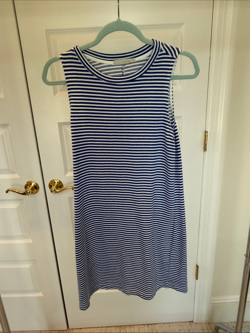 Sleeveless Navy & White Striped Dress